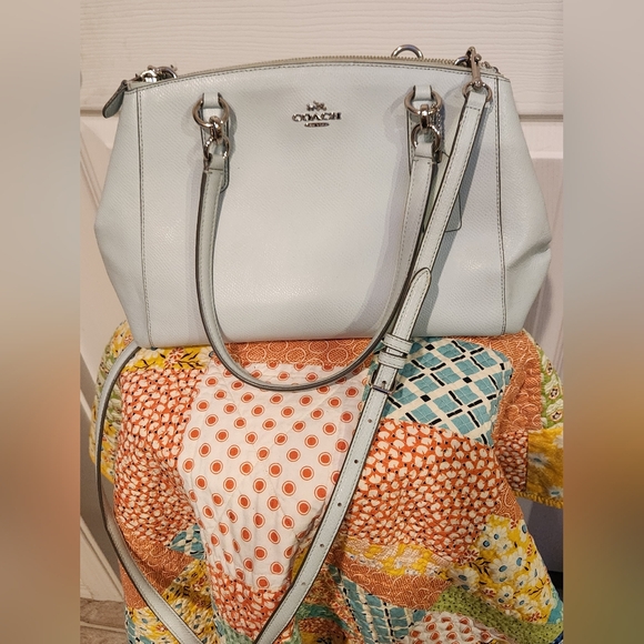 Coach Mint Green Crossgrain Leather Small Christie Satchel Shoulder Bag (F33637) - Picture 13 of 15